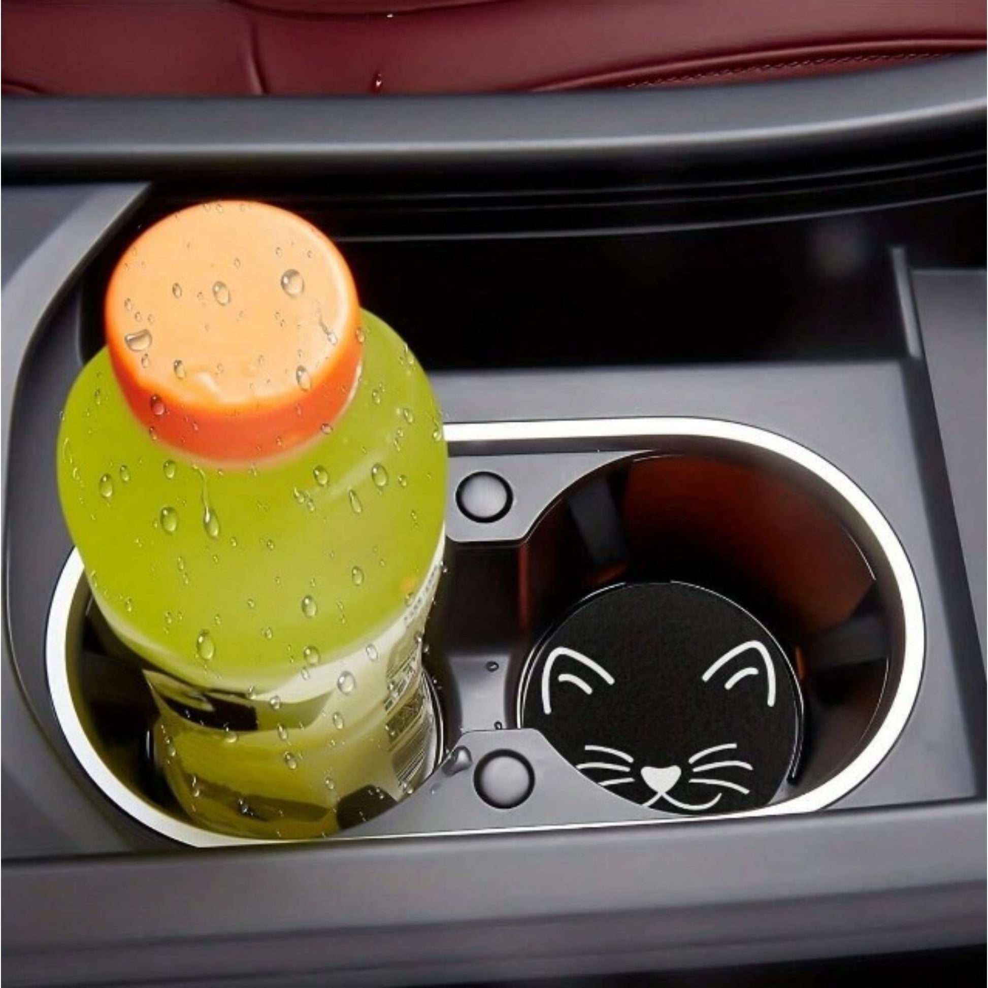 "Meowy": Absorbent Car Cup Holder Mat (Set of2) - Tiny Tiger Gift Shop