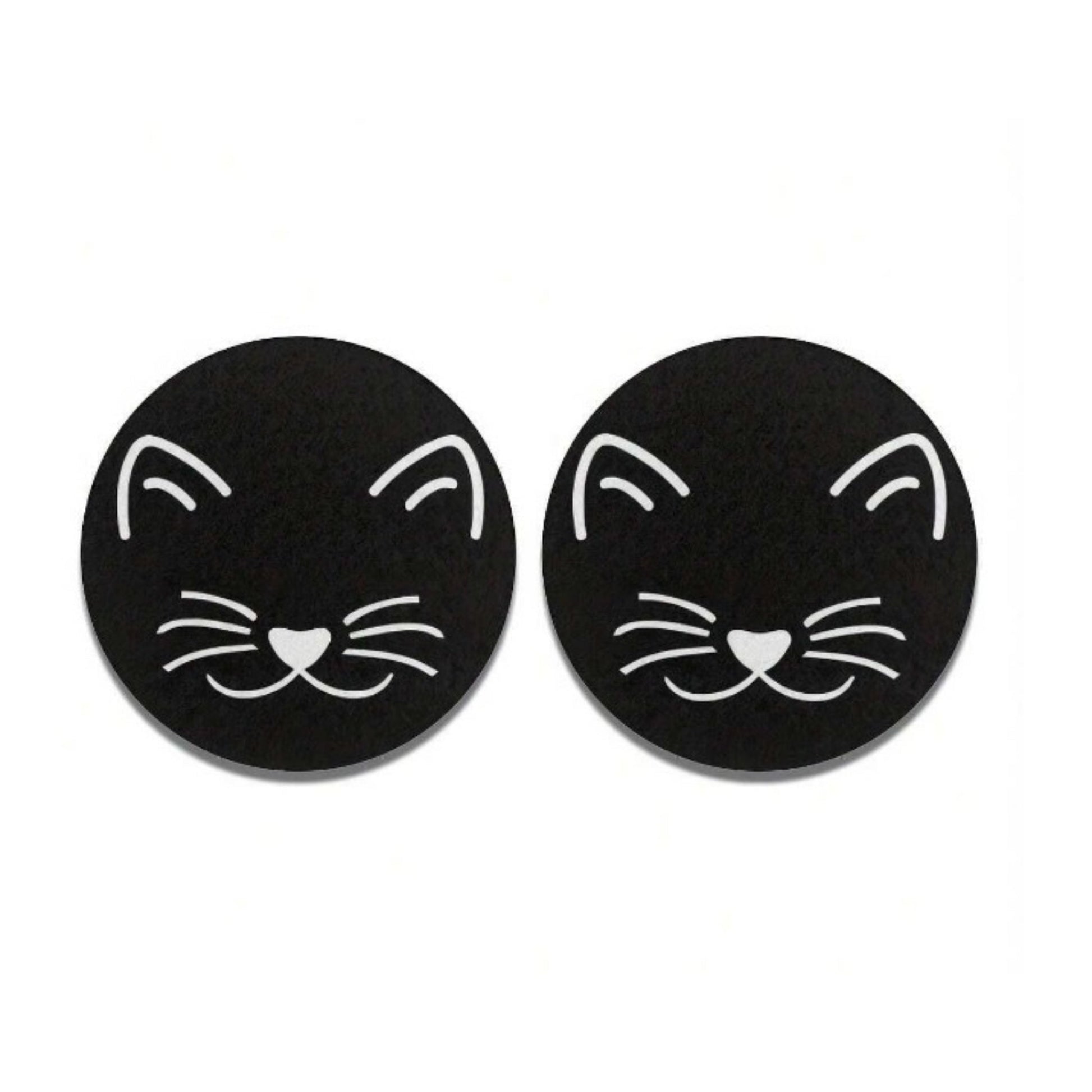"Meowy": Absorbent Car Cup Holder Mat (Set of2) - Tiny Tiger Gift Shop