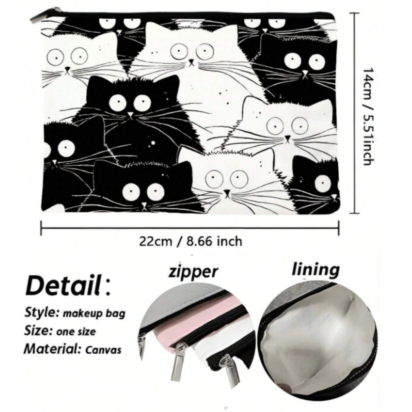 "Meowy": Make Up / Travel Bag - Tiny Tiger Gift Shop