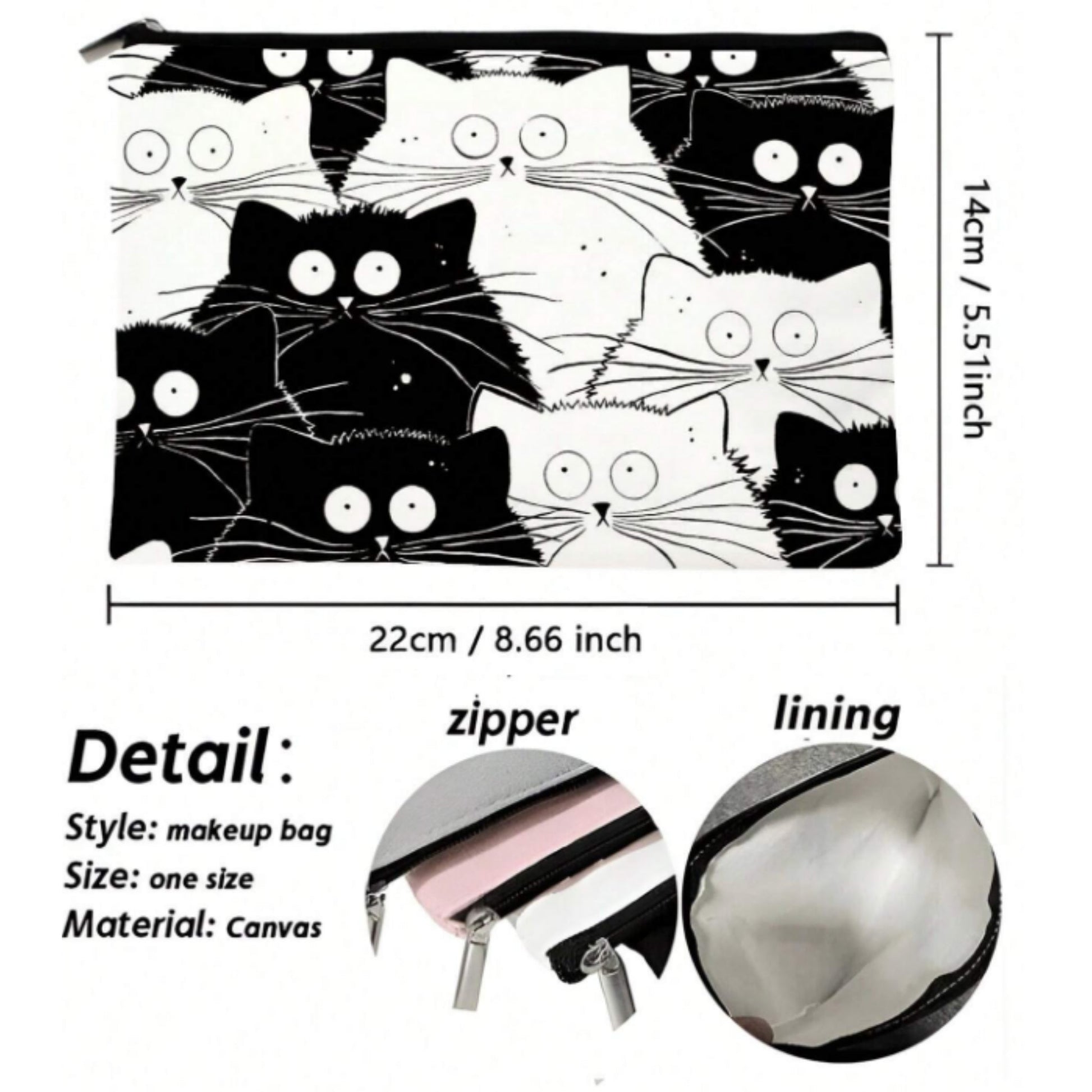 "Meowy": Make Up / Travel Bag - Tiny Tiger Gift Shop