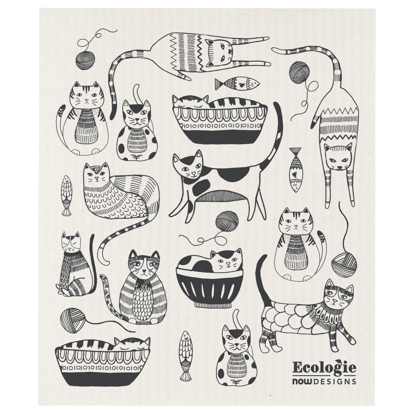 "Purr Party": Swedish Dish Cloth - Tiny Tiger Gift Shop