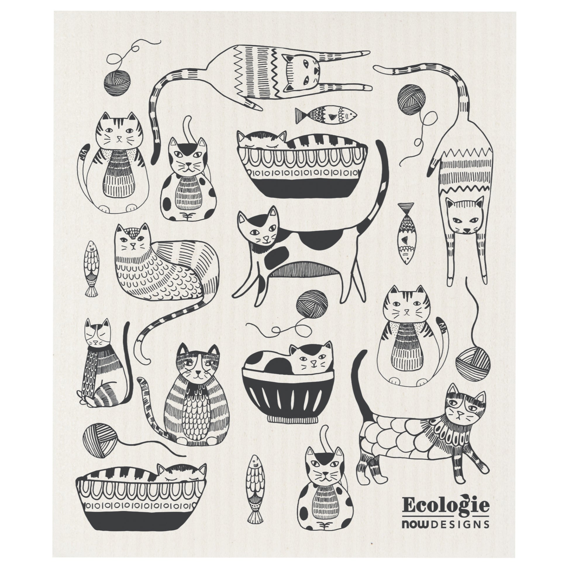 "Purr Party": Swedish Dish Cloth - Tiny Tiger Gift Shop