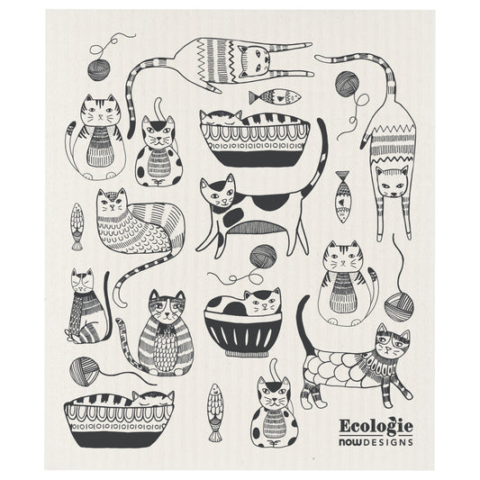 "Purr Party": Swedish Dish Cloth - Tiny Tiger Gift Shop