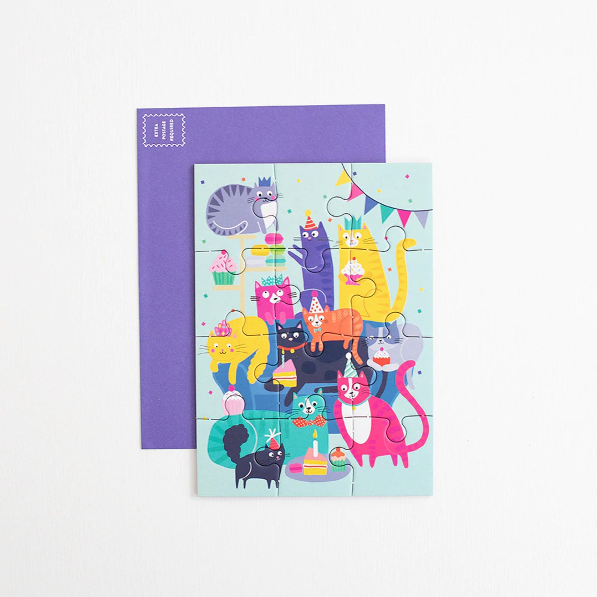 Cat Party Greeting Card Puzzle - Tiny Tiger Gift Shop