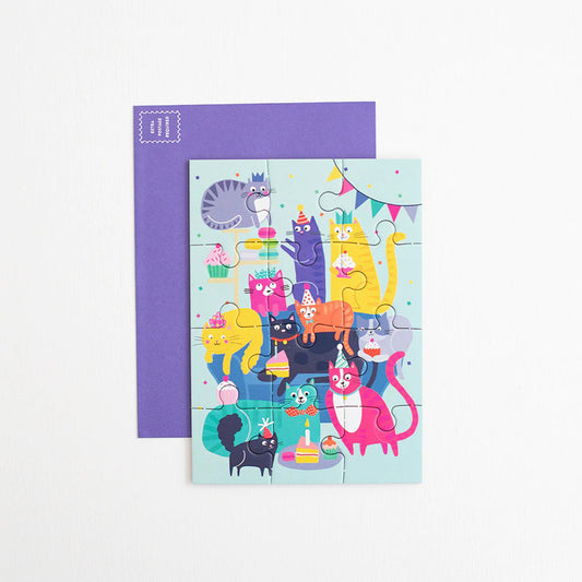 Cat Party Greeting Card Puzzle - Tiny Tiger Gift Shop