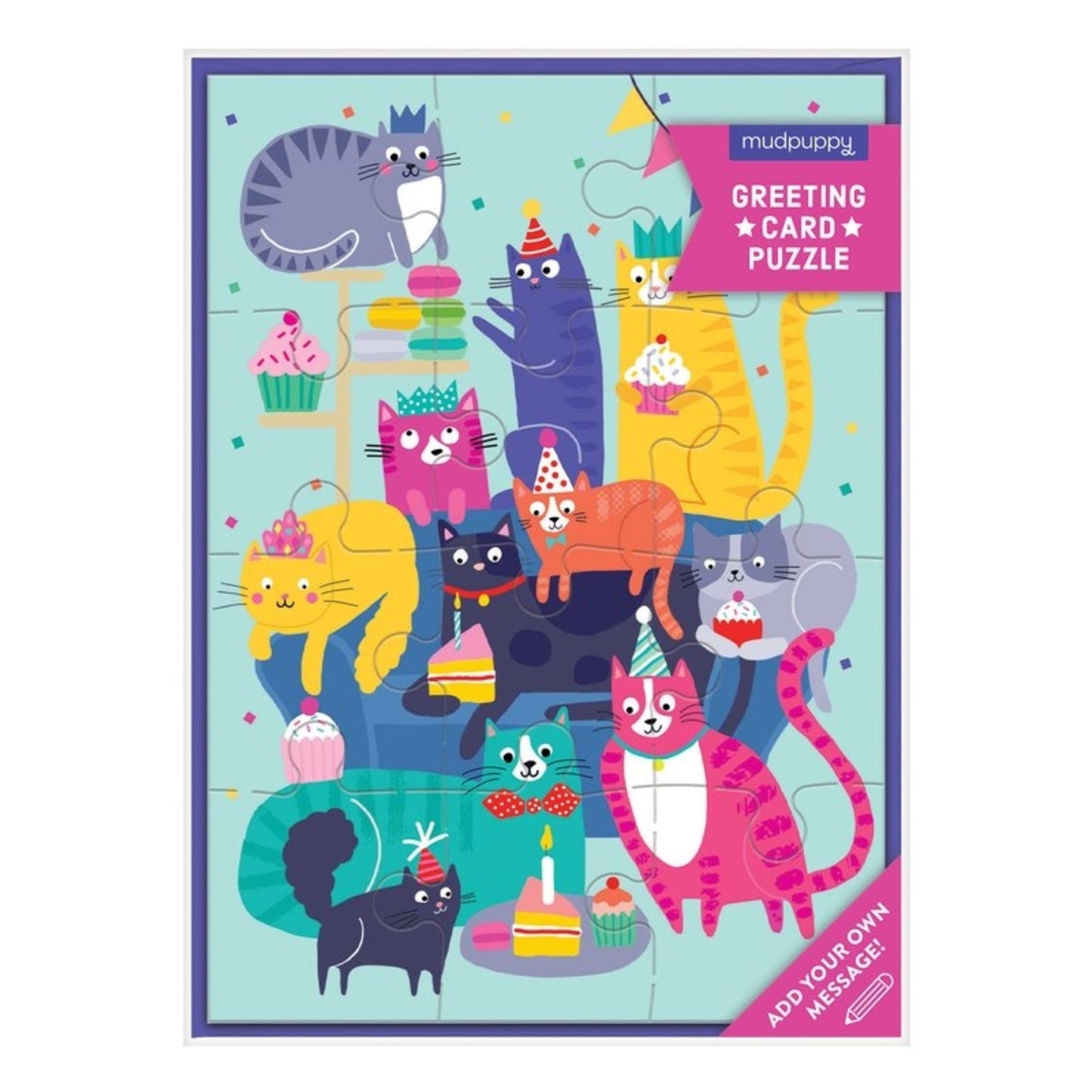 Cat Party Greeting Card Puzzle - Tiny Tiger Gift Shop
