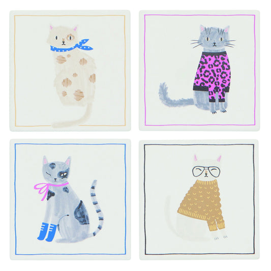 "Feline Fine": Soak Up Coasters (Set of 4) - Tiny Tiger Gift Shop