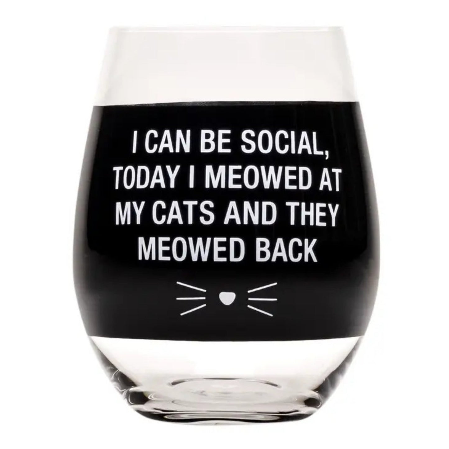 "Meowed Back" - Stemless Wine Glass - Tiny Tiger Gift Shop