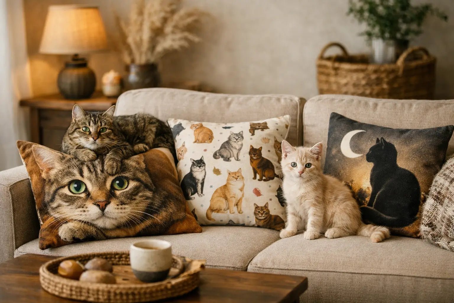 Cat Print Throw Pillows for a Happier Home - Tiny Tiger Gift Shop