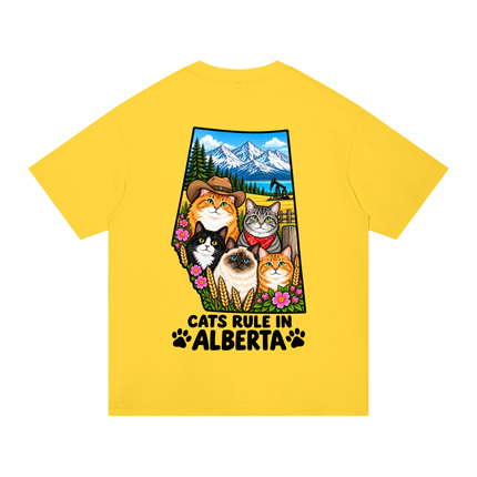 Unisex Regular Fit Cotton T-Shirt  "CATS RULE IN ALBERTA" (Light Colors)
