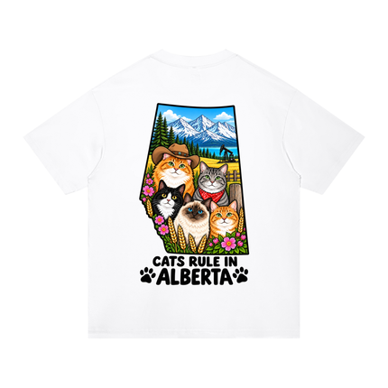 Unisex Regular Fit Cotton T-Shirt  "CATS RULE IN ALBERTA" (Light Colors)
