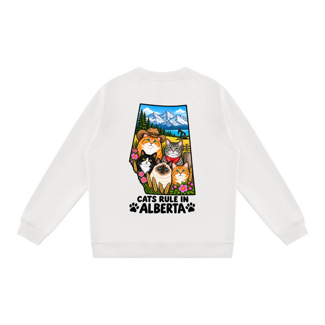 Unisex Regular Fit Crewneck Sweatshirt "CATS RULE IN ALBERTA" (Light Colors)