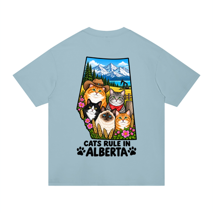 Unisex Regular Fit Cotton T-Shirt  "CATS RULE IN ALBERTA" (Light Colors)