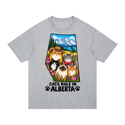 Unisex Regular Fit Cotton T-Shirt  "CATS RULE IN ALBERTA" (Light Colors)