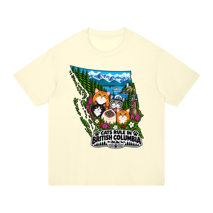 Unisex Regular Fit Cotton T-Shirt  "CATS RULE IN BRITISH COLUMBIA" (Light Colors)
