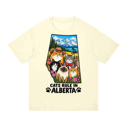 Unisex Regular Fit Cotton T-Shirt  "CATS RULE IN ALBERTA" (Light Colors)