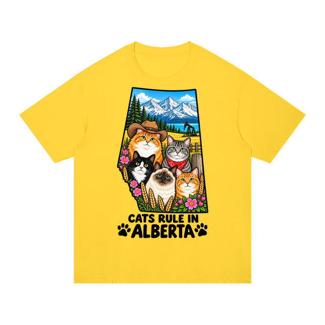 Unisex Regular Fit Cotton T-Shirt  "CATS RULE IN ALBERTA" (Light Colors)