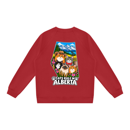 Unisex Regular Fit Crewneck Sweatshirt "CATS RULE IN ALBERTA" (Dark Colors)