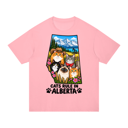 Unisex Regular Fit Cotton T-Shirt  "CATS RULE IN ALBERTA" (Light Colors)