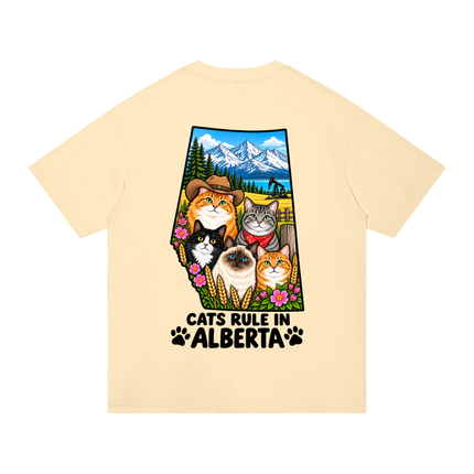 Unisex Regular Fit Cotton T-Shirt  "CATS RULE IN ALBERTA" (Light Colors)
