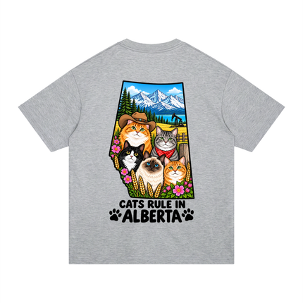 Unisex Regular Fit Cotton T-Shirt  "CATS RULE IN ALBERTA" (Light Colors)