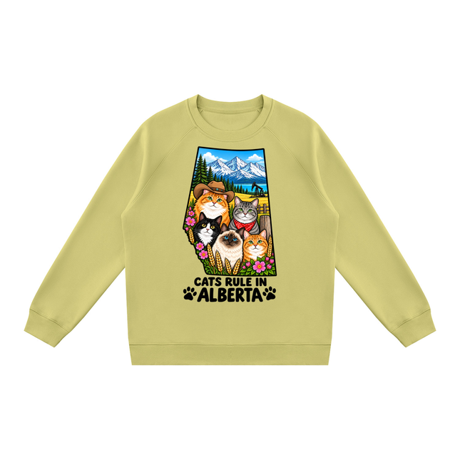 Unisex Regular Fit Crewneck Sweatshirt "CATS RULE IN ALBERTA" (Light Colors)