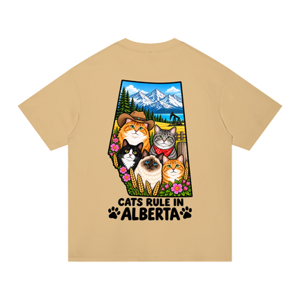 Unisex Regular Fit Cotton T-Shirt  "CATS RULE IN ALBERTA" (Light Colors)