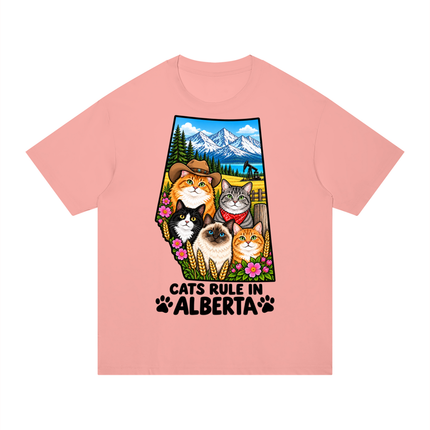 Unisex Regular Fit Cotton T-Shirt  "CATS RULE IN ALBERTA" (Light Colors)