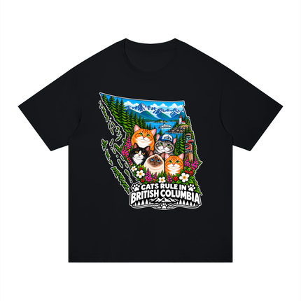 Unisex Regular Fit Cotton T-Shirt  "CATS RULE IN BRITISH COLUMBIA" (Dark Colors)