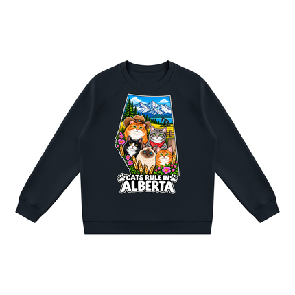 Unisex Regular Fit Crewneck Sweatshirt "CATS RULE IN ALBERTA" (Dark Colors)