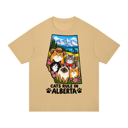 Unisex Regular Fit Cotton T-Shirt  "CATS RULE IN ALBERTA" (Light Colors)