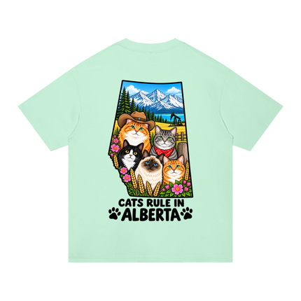 Unisex Regular Fit Cotton T-Shirt  "CATS RULE IN ALBERTA" (Light Colors)