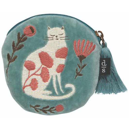 "Catbloom": Embroidered Coin Purse - Tiny Tiger Gift Shop