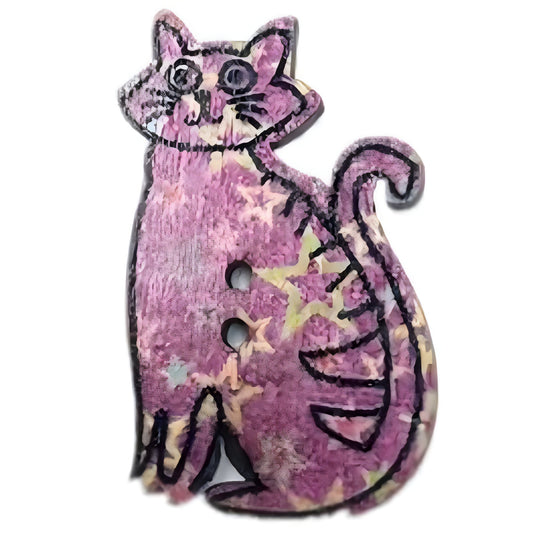 "Crafty Cats": Wooden Cat Button - Tiny Tiger Gift Shop