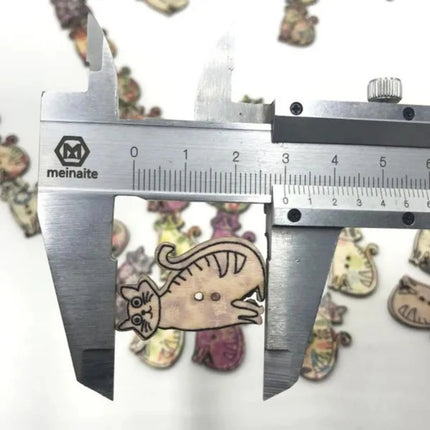 "Crafty Cats": Wooden Cat Button - Tiny Tiger Gift Shop