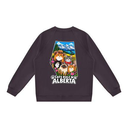 Unisex Regular Fit Crewneck Sweatshirt "CATS RULE IN ALBERTA" (Dark Colors)