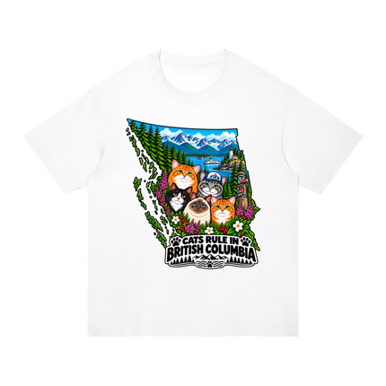 Unisex Regular Fit Cotton T-Shirt  "CATS RULE IN BRITISH COLUMBIA" (Light Colors)