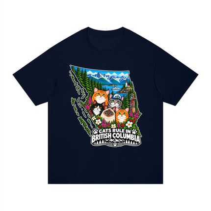 Unisex Regular Fit Cotton T-Shirt  "CATS RULE IN BRITISH COLUMBIA" (Dark Colors)
