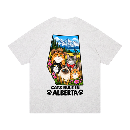 Unisex Regular Fit Cotton T-Shirt  "CATS RULE IN ALBERTA" (Light Colors)