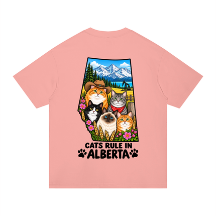 Unisex Regular Fit Cotton T-Shirt  "CATS RULE IN ALBERTA" (Light Colors)