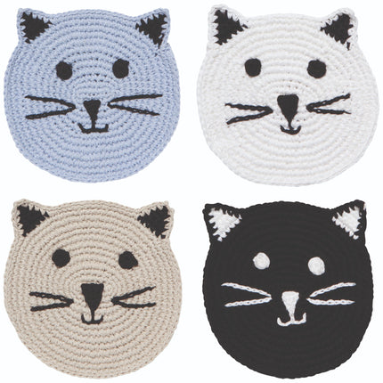 "Meow & Furever": Crochet Coasters (Set of 4) - Tiny Tiger Gift Shop