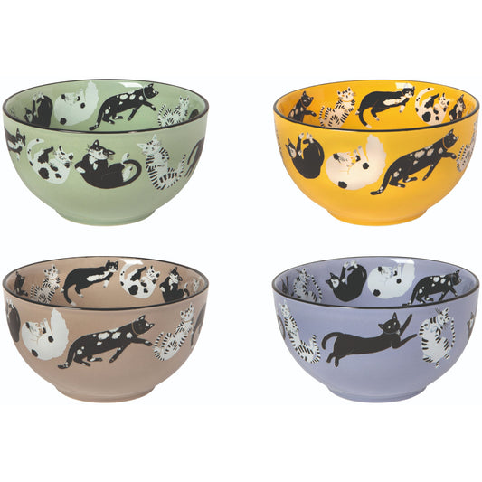 "Meow & Furever": Everyday Bowls (Set of 4) - Tiny Tiger Gift Shop