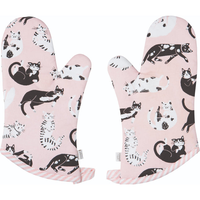 "Meow & Furever": Oven Mitts (Set of 2) - Tiny Tiger Gift Shop