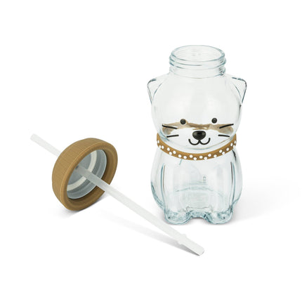 "Millie, The Purrista": Glass Cat Tumbler with Beanie - Tiny Tiger Gift Shop