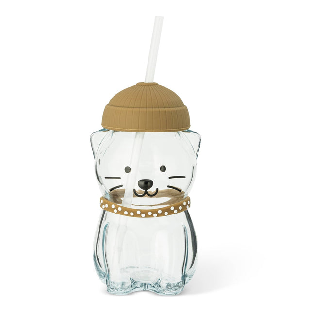 "Millie, The Purrista": Glass Cat Tumbler with Beanie - Tiny Tiger Gift Shop