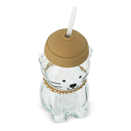 "Millie, The Purrista": Glass Cat Tumbler with Beanie - Tiny Tiger Gift Shop