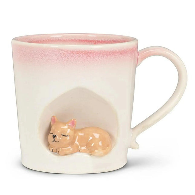 Ombre Taper Mug with Sleeping Cat - Tiny Tiger Gift Shop
