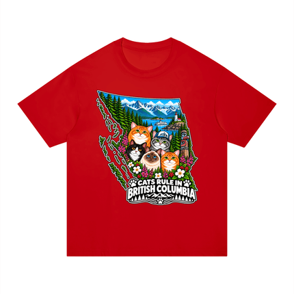 Unisex Regular Fit Cotton T-Shirt "CATS RULE IN BRITISH COLUMBIA" (Dark Colors) - Tiny Tiger Gift Shop