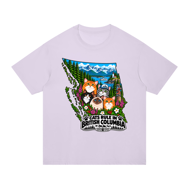 Unisex Regular Fit Cotton T-Shirt "CATS RULE IN BRITISH COLUMBIA" (Light Colors) - Tiny Tiger Gift Shop