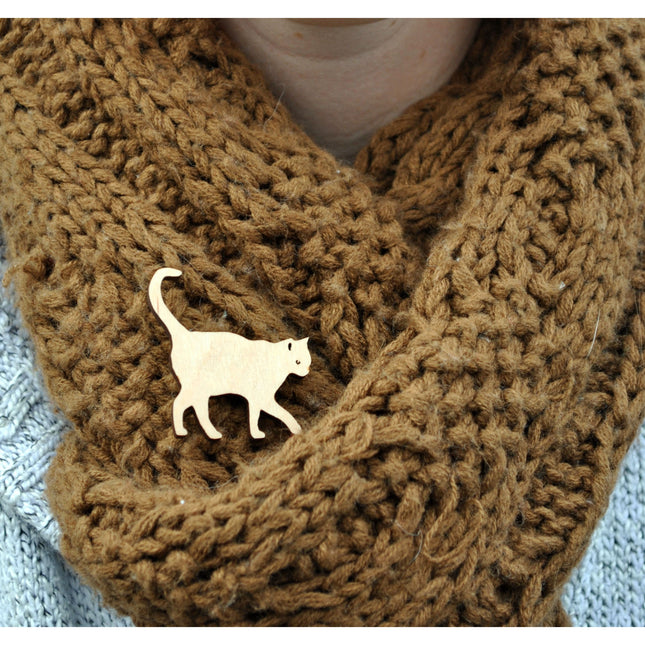 Wooden Cat Pin - Tiny Tiger Gift Shop